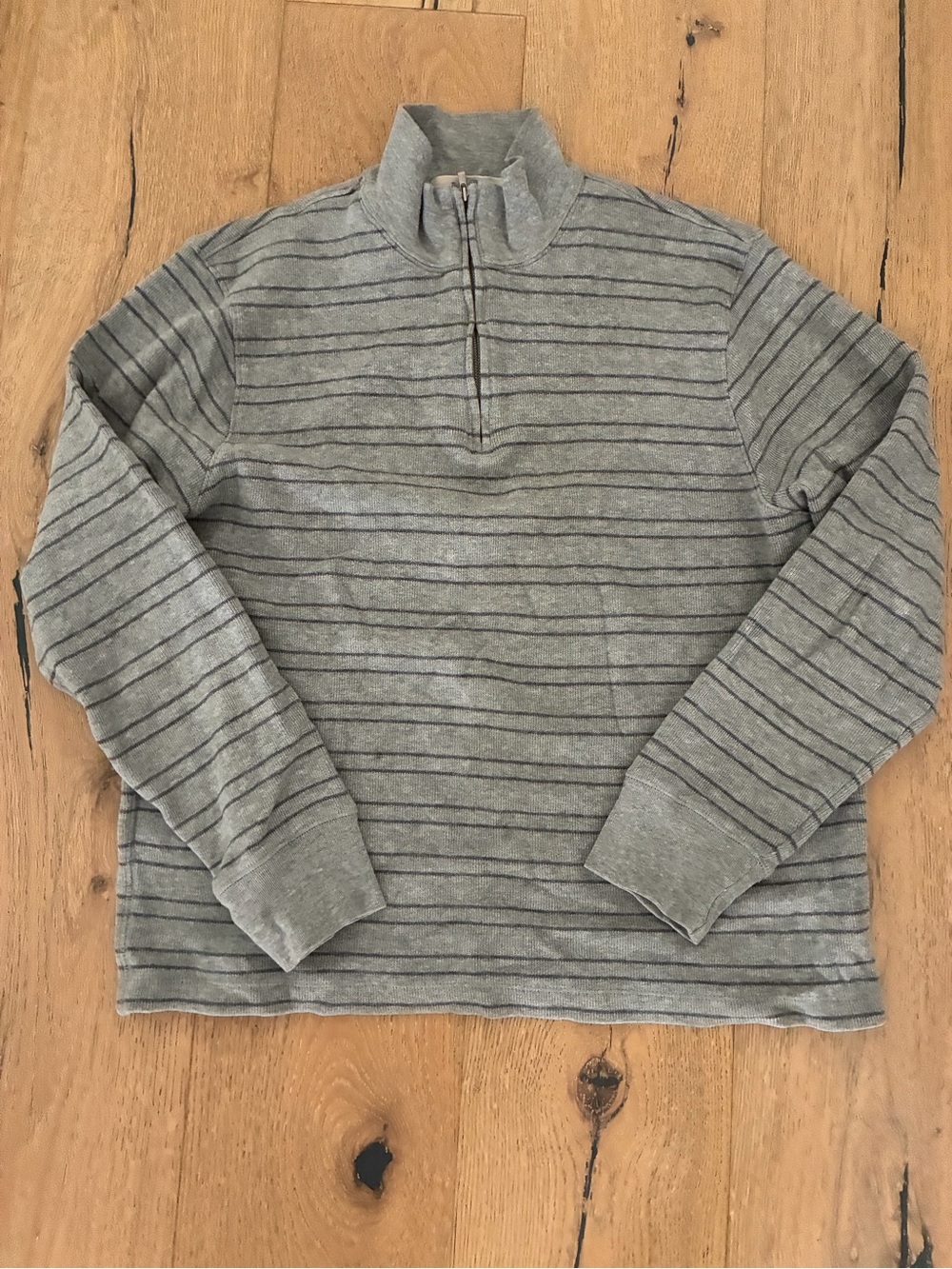 Calvin Klein Gray Striped Half‑Zip Pullover